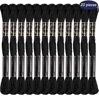 20 Pieces Black Embroidery Threads Black Cross Stitch Threads Embroidery Stitching Floss Cotton Needlework Threads Sewing Craft Threads for Knitting, Embroidery Stitching Projects