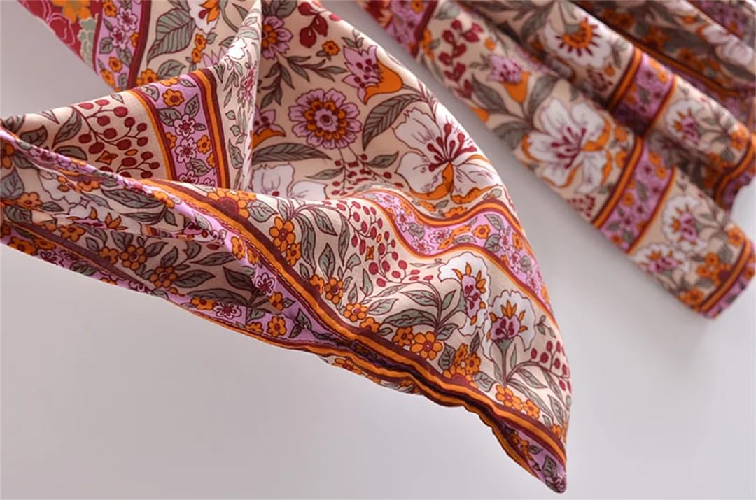 Wjnvfioo Kimono da donna vintage con stampa rossa e maniche a pipistrello con scollo a V bohémien