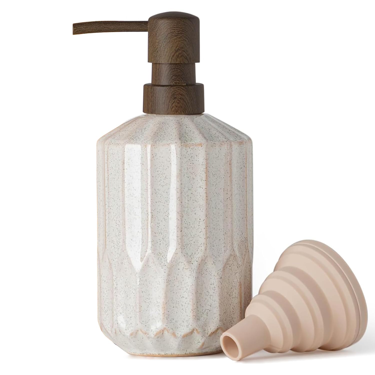 Ceramic Soap Dispenser, 450ml Refillable Pump Bottle for Bathroom Kitchen