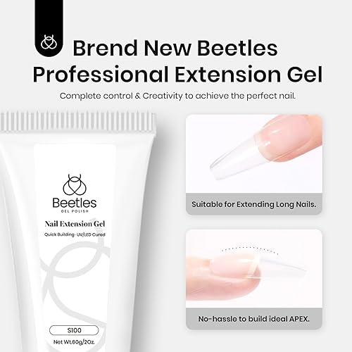 Miniatura 2 de Beetles - Gel de uñas de polietileno sin hema, 2.16 oz, gel de extensión de uñas transparente que fortalece naturalmente el arte de larga duración,