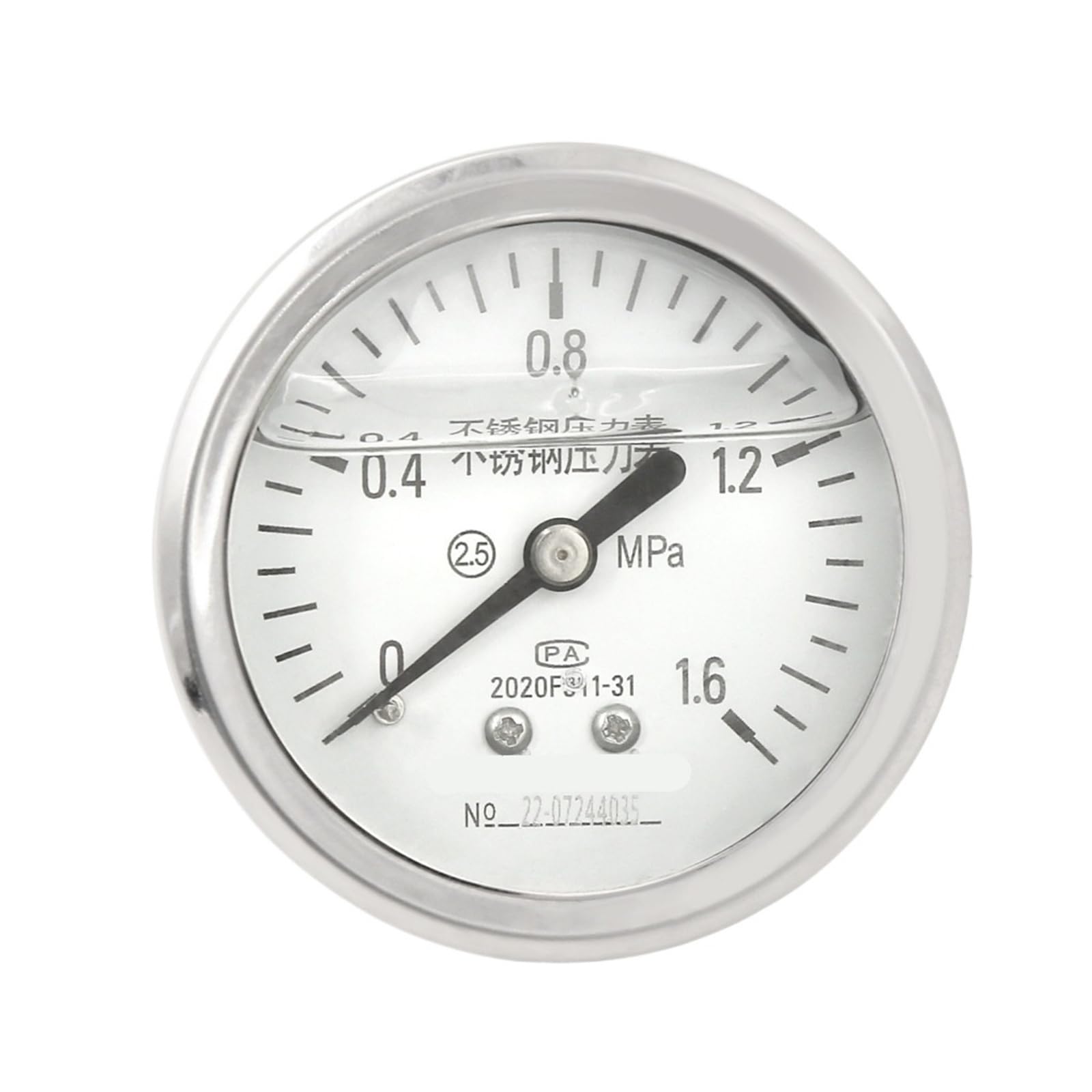 Manomètre axial M14*1.5 YN60BF/Z inox pour contrôle pression 0-1Mpa anti-choc