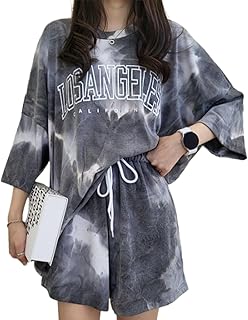 [ドアーズ] 上下セット タイダイ柄 レディース 2点 総柄 tシャツ ショートパンツ 大きめ セットアップ 運動 薄手 秋 夏物