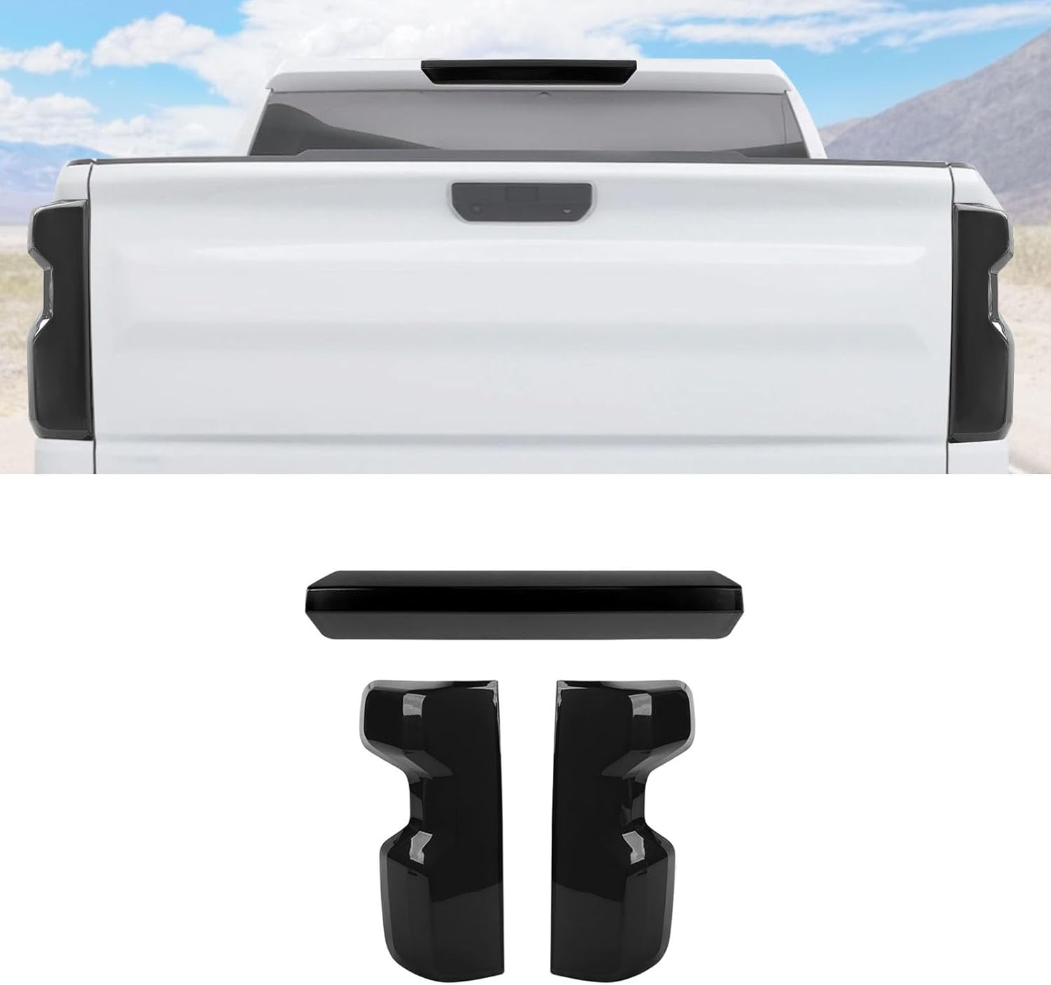 Smoked Light Cover Compatible with Chevy Silverado 2022 2023 2024 2025, Smoke Black 3rd Third Brake Light Cover & Tail Light Cover