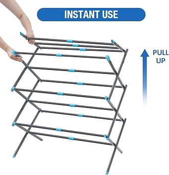 APEXCHASER Oversize 3-Tier Clothes Drying Rack, No Install, Graphite