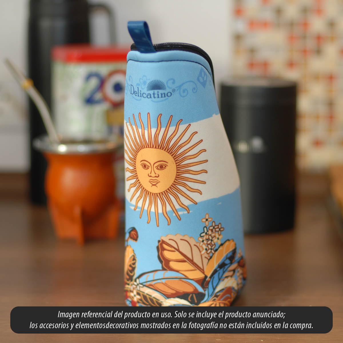 Delicatino - Portamate para Yerba Mate | Textil Espuma con Cremallera | 23 x 8 x 8 cm | Diseño Argentina.
