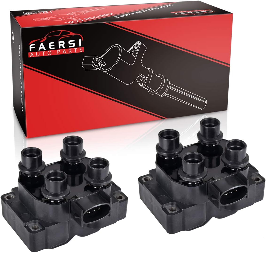 FAERSI Ignition Coils Pack of 2 Compatible with 1991-2003 Ford Contour E-150 Escort Explorer Mustang Mercury Mountaineer Lincoln Town Car Mark VIII Mazda 626 B2500 - FD487 DG530
