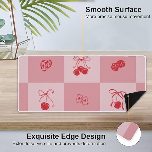 Miniatura 4 de Retro Cute Cherry Mouse Pad Large Gaming Keyboard with Non-Slip Rubber Base Smooth Face Desktop Mat for Keyboard and Mouse Pad Mat Home Desk