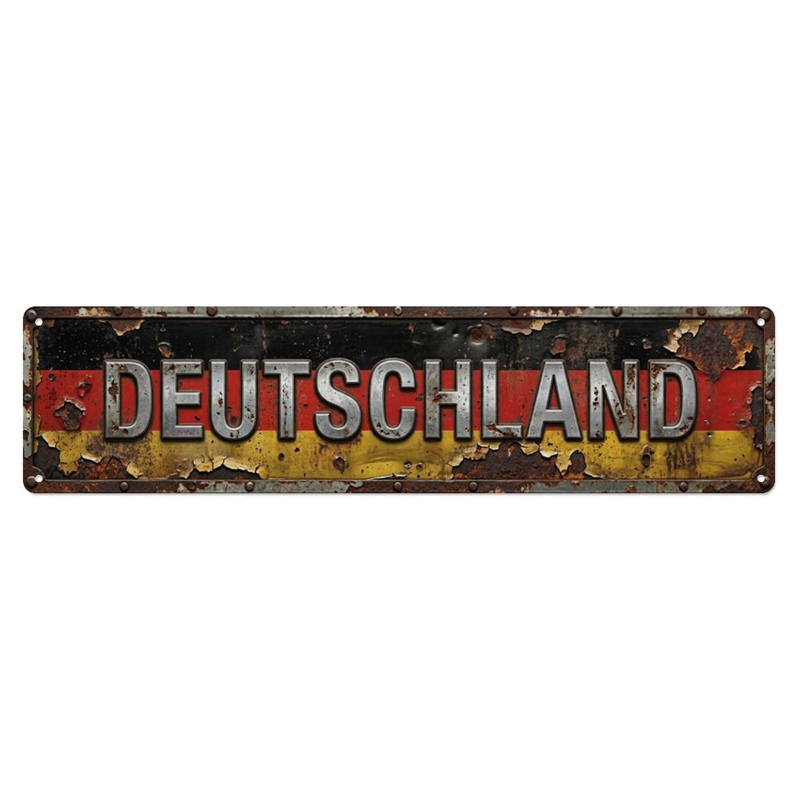 Germany Flag Antique Crest Metal Tin Skinny Sign Plaque Wall Decor for Cafe, Club Bar, Office, Home Garden Metal Poster 4x16Inch