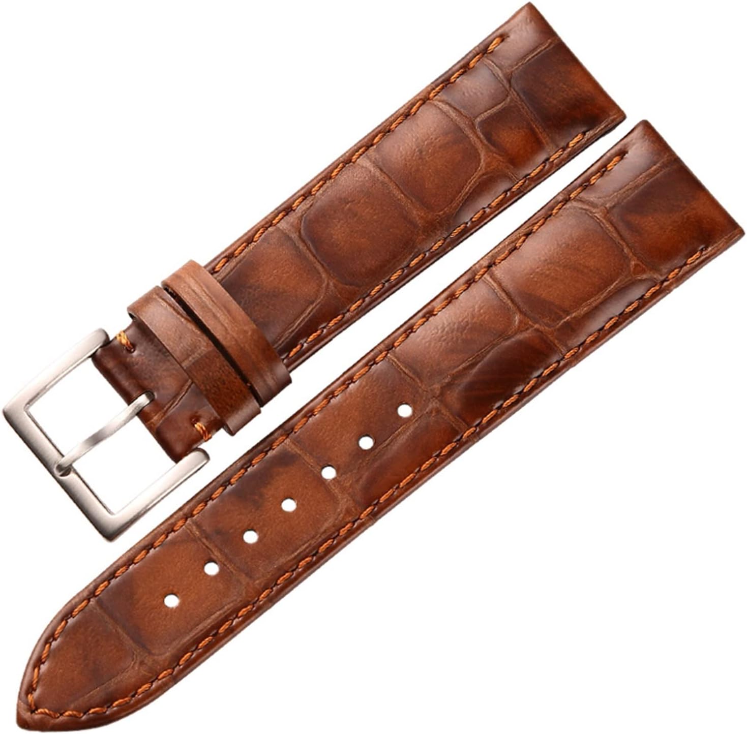 SDFFGHJ Genuine Leather Strap Watch Accessories Handmade Watchbands 18mm 19mm 20mm 22mm Light Brown Black Watch Bracelets Band