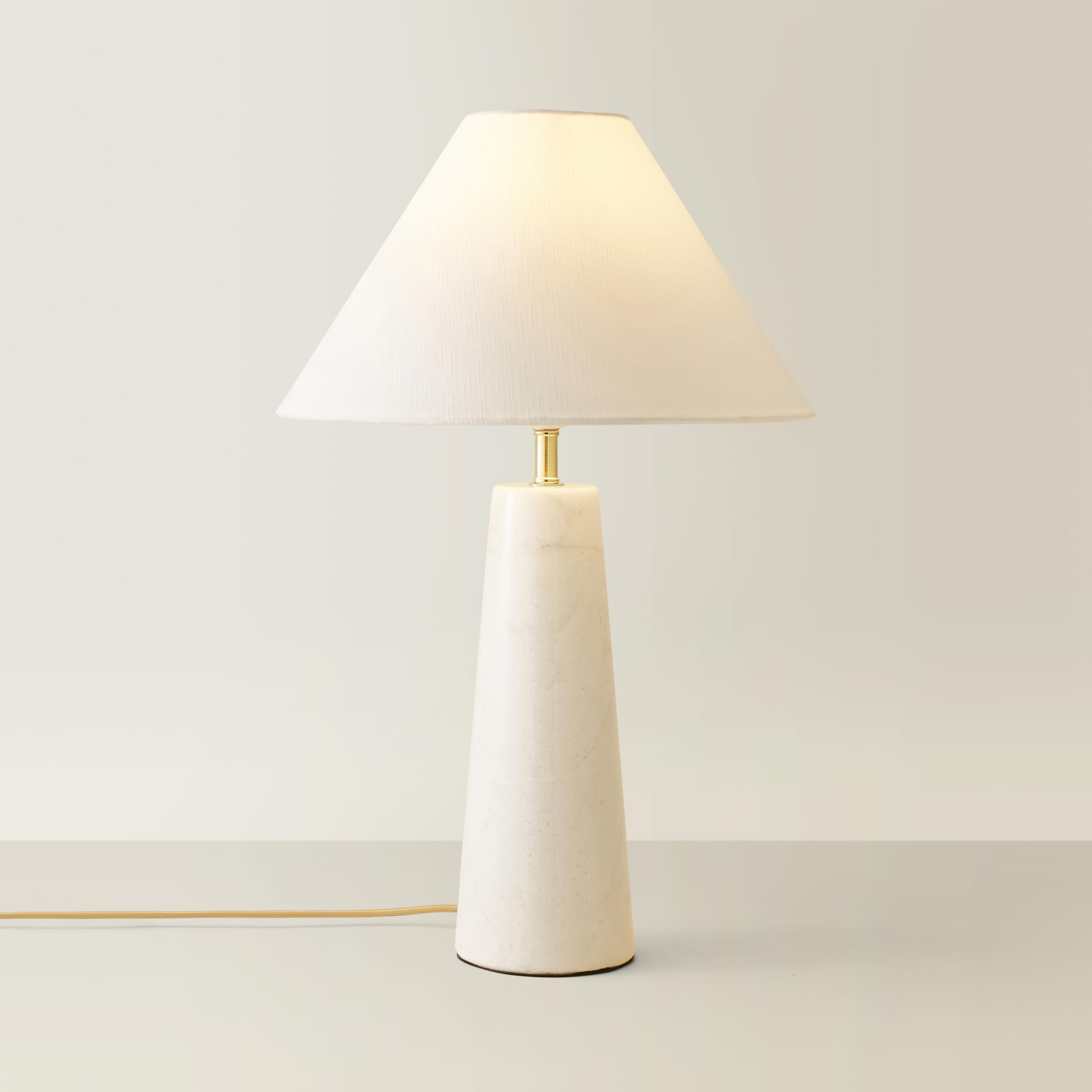 ValueLights | White Marble Base Bedside Table Lamp With A Linen Tapered Lampshade Living Room Bedroom Light | Table Lamps, Home Décor & Improvement Essential