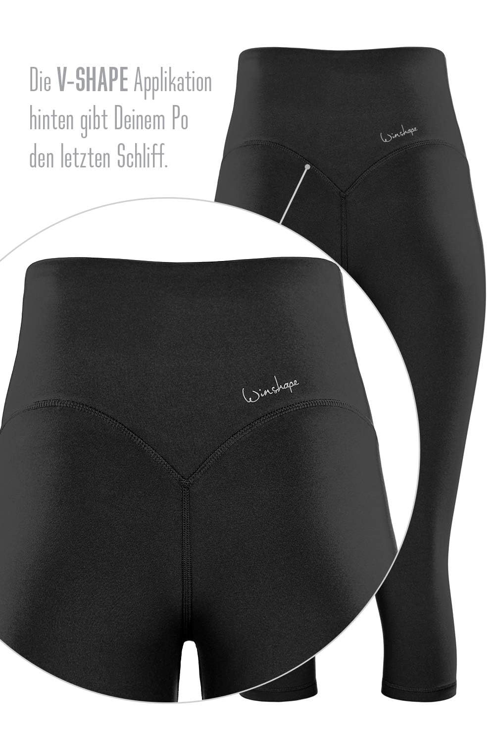 WINSHAPE Damen Leggings Winshape Functional Comfort ¾-Tights Hwl217c “high Waist” mit V-Shape Applikation und Core-Bund