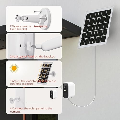 Miniatura 6 de Cargador de panel solar de 8 W para cámaras de seguridad al aire libre, con puerto micro USBUSB-C y CC (35 x 135), compatible con cámara de