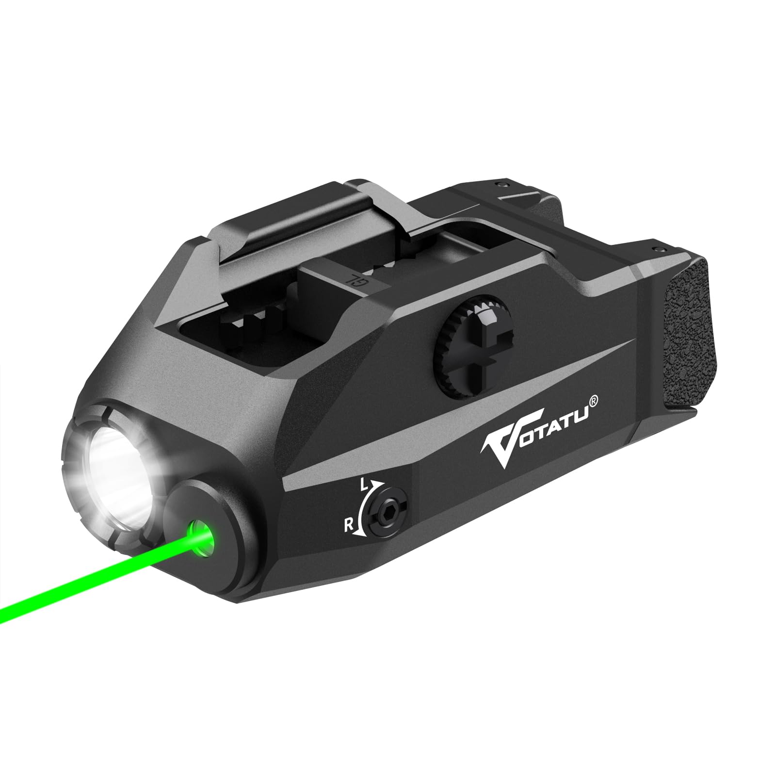 VOTATUG2L-G Pistol Light Laser Combo, 1000 Lumens Strobe Function Flashlihgt and Green Laser Sight, Adjustable Rail Keys Compatible with GL and Picatinny Rail, Low Profile Rechargeable Weapon Light