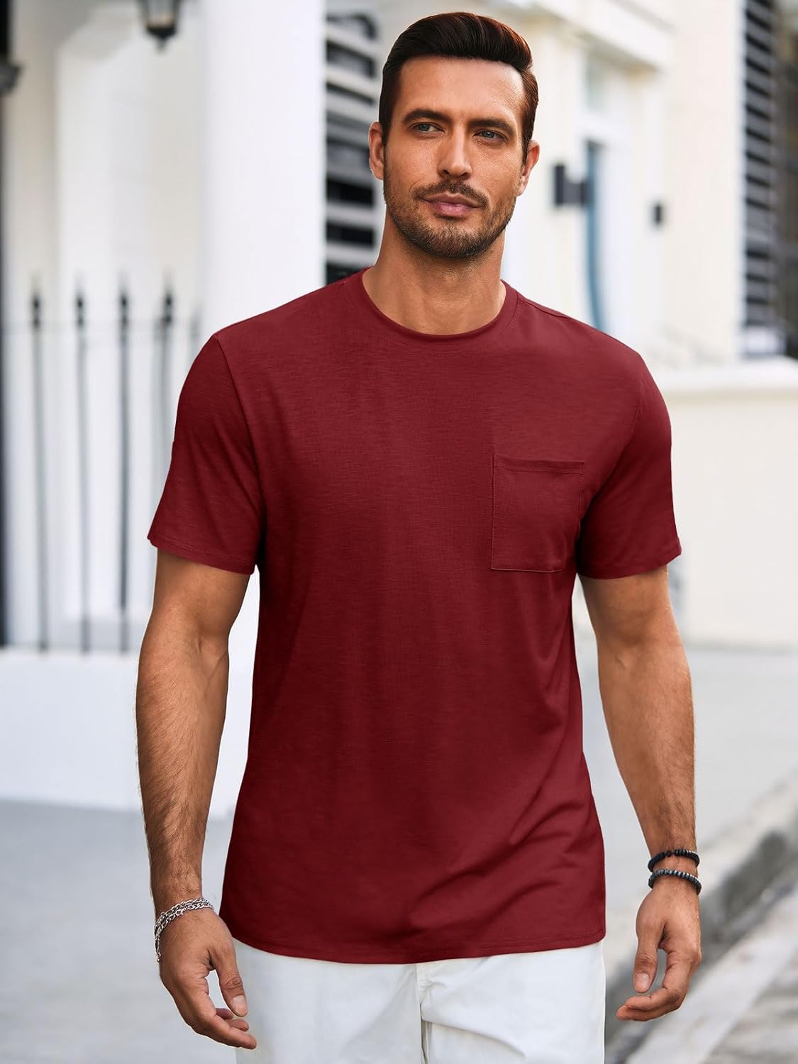 Runcati Mens Short Sleeve T Shirts Crew Neck Casual Summer Basic Shirt Lightweight Tee Tops with Pocket - Image 2