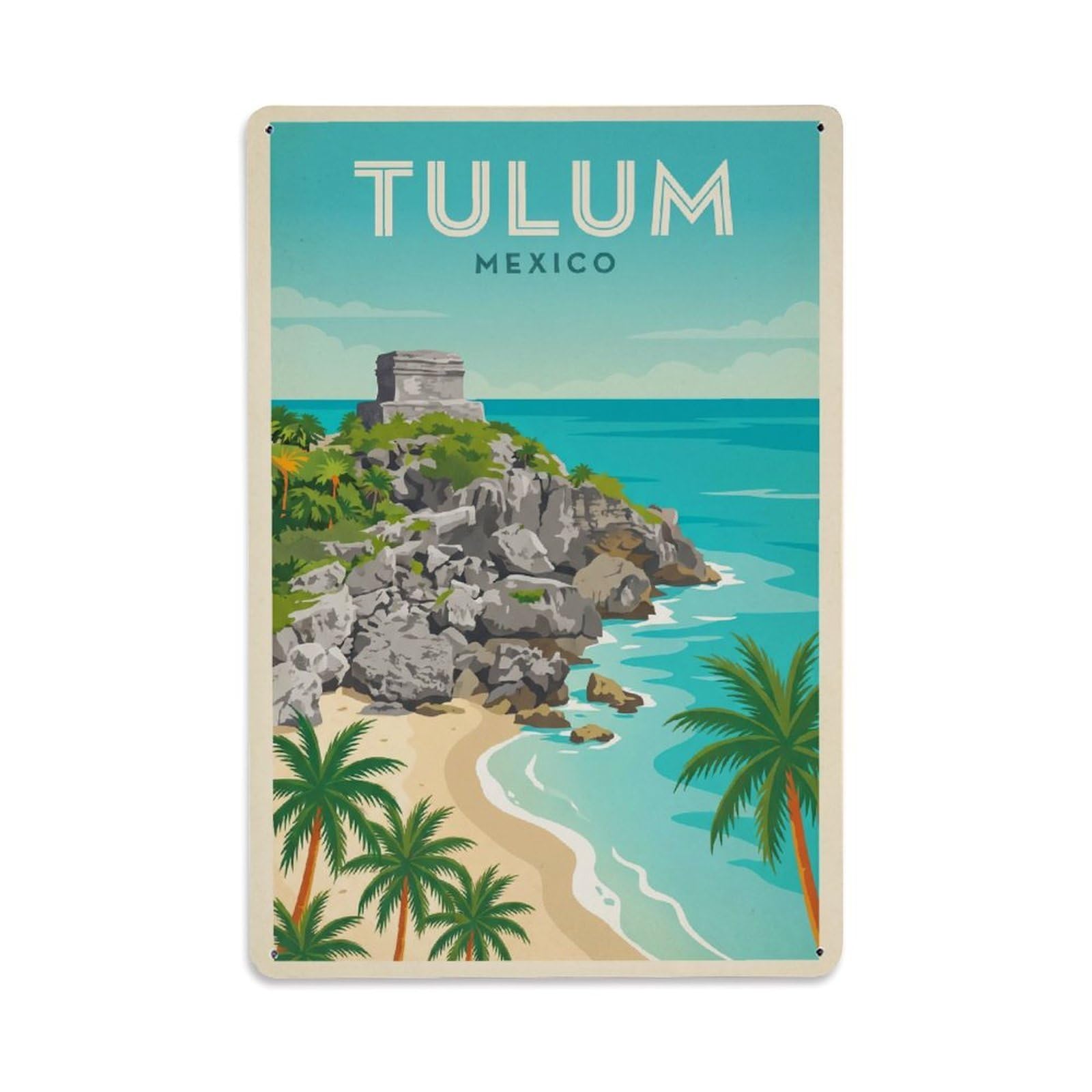 Retro Travel Mexico Tulum Metal Tin Sign