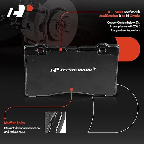 Miniatura 6 de A-Premium Juego de 6 piezas de rotores de freno de disco perforados y ranurados delanteros de 12.6 pulgadas (12.598 in) + pastillas de cerámica