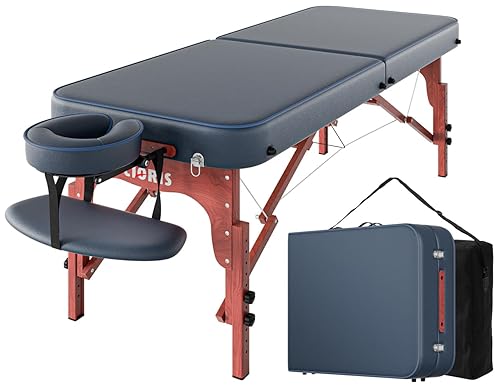 Miniatura 37 de CLORIS Mesa de masaje profesional de 84 pulgadas, portátil, 3 plegables, ligera, para salón facial, spa, cama de tatuaje, altura ajustable con bolsa