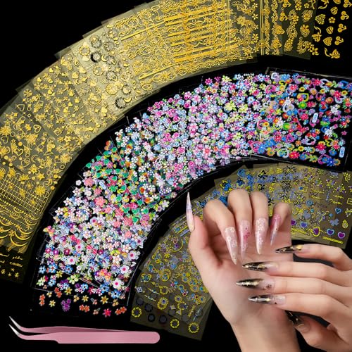 Teenitor 50 Sheets Nail Stickers for Nail Art, Flower Nail Art...