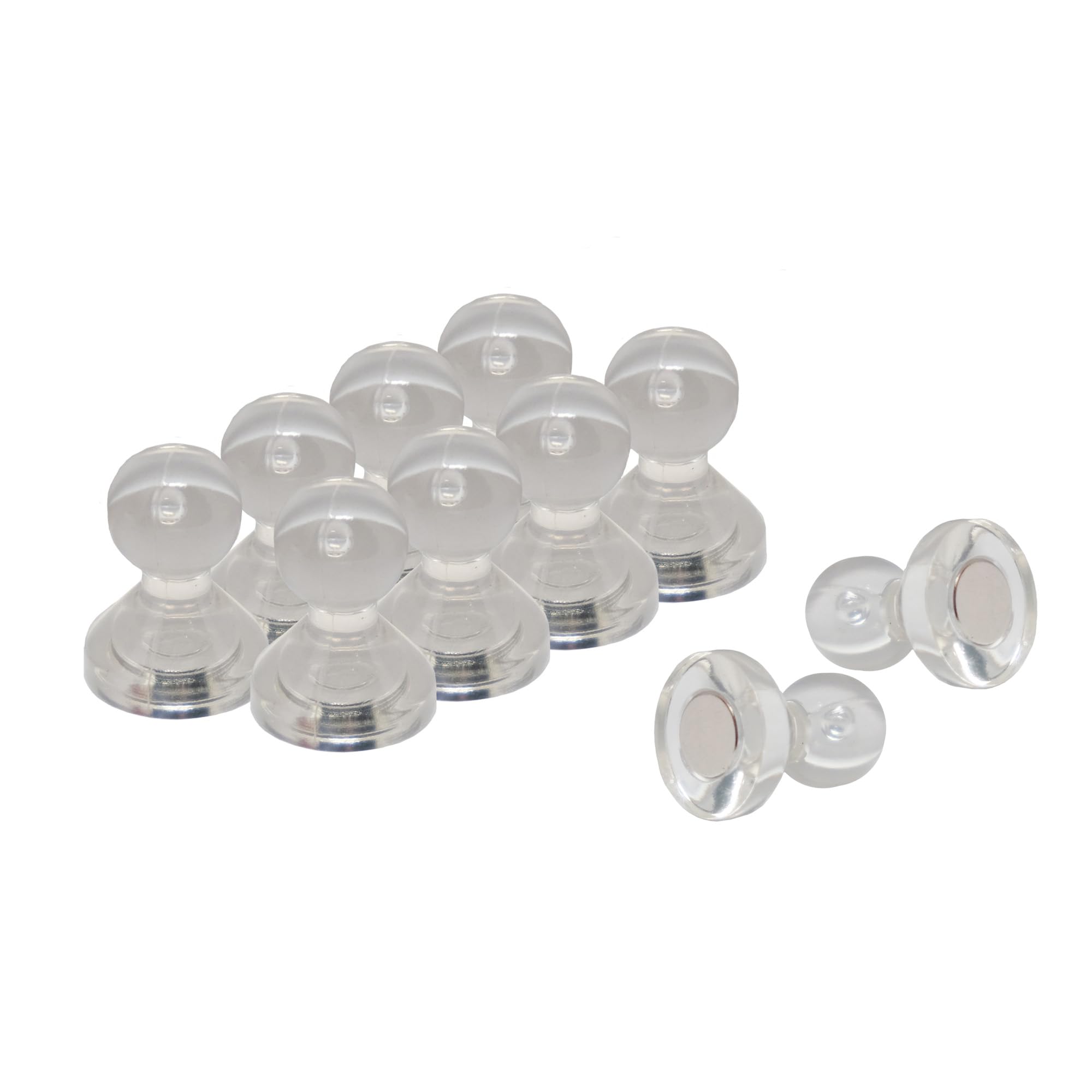 Medium Transparent Acrylic Push Pin Magnet for Fridge, Whiteboard, Noticeboard, Filing Cabinet - 15mm dia x 21mm tall - Pack of 200