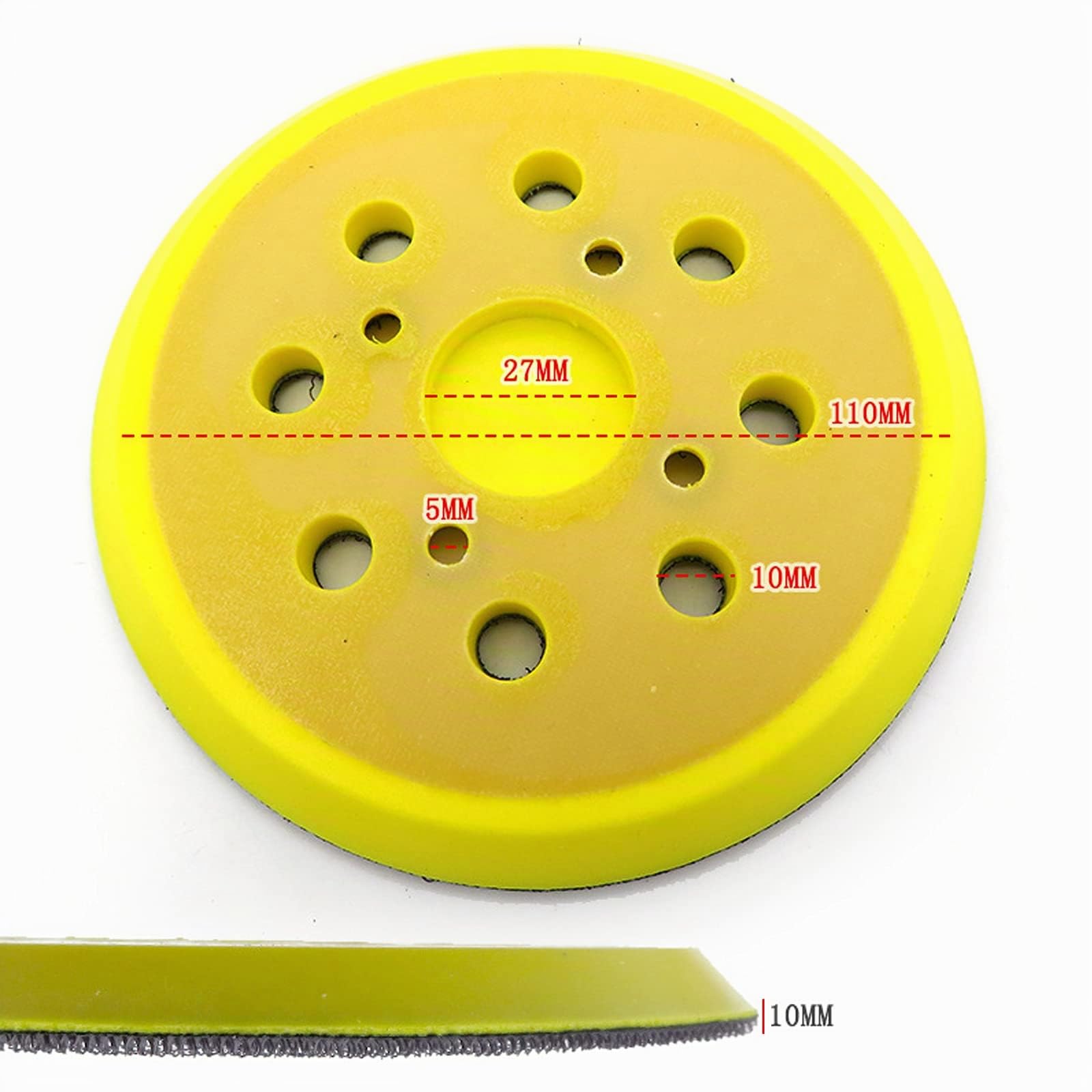 1 pz 125mm Piastra di levigatura, Rotondo Dischi di levigatura a 8 fori in PU, per levigatrice Piastra levigatrice morbida Sostituire (giallo)