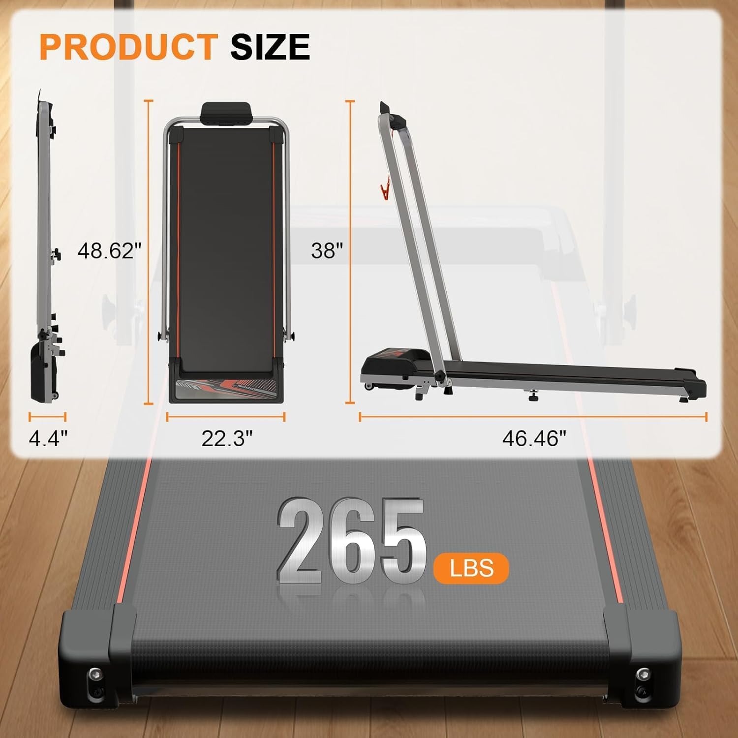 Walking Pad Treadmill, 2 in 1 Folding Walking Pad with Incline, Workout Equipment Screen, Portable Under Desk Treadmill with Remote Control for Home Office Use,Smart App