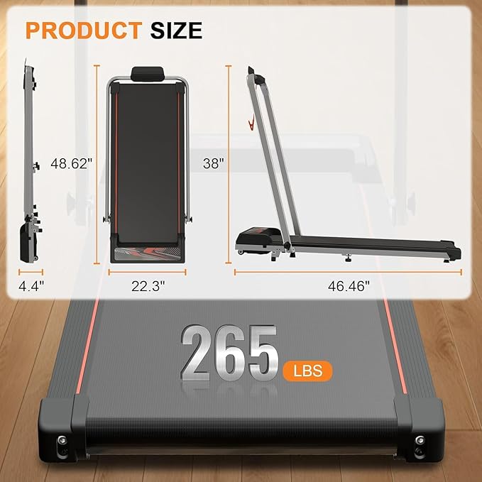 Caminadora Plegable Eléctrica con Inclinación y Pantalla, Roja miniatura 2