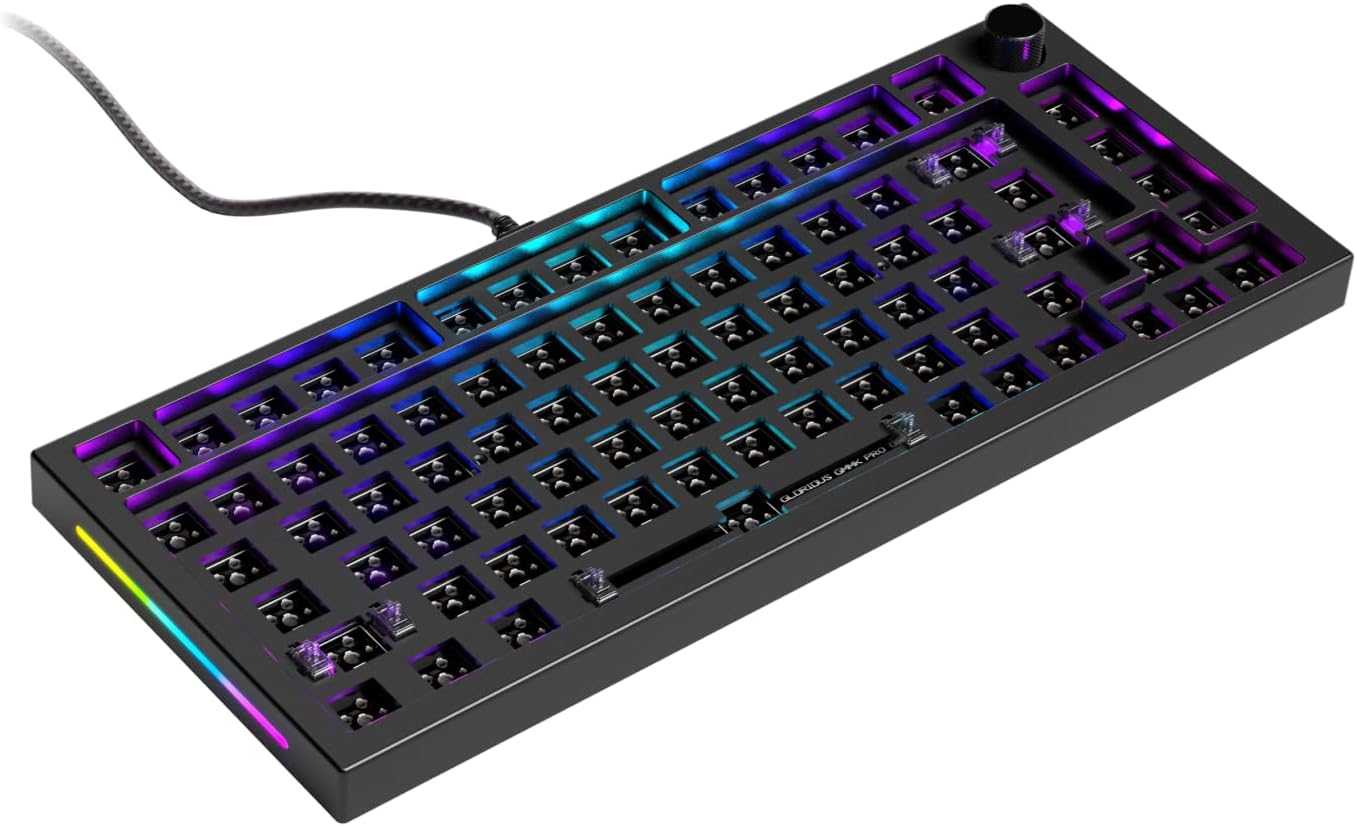 Glorious Gaming GMMK PRO 75% Barebones Black (Frame Only) - Modular Mechanical Gaming Keyboard, TKL Size (75%), 3.5 lbs Frame, RGB, Fully Customizable, 5 Switch Stand