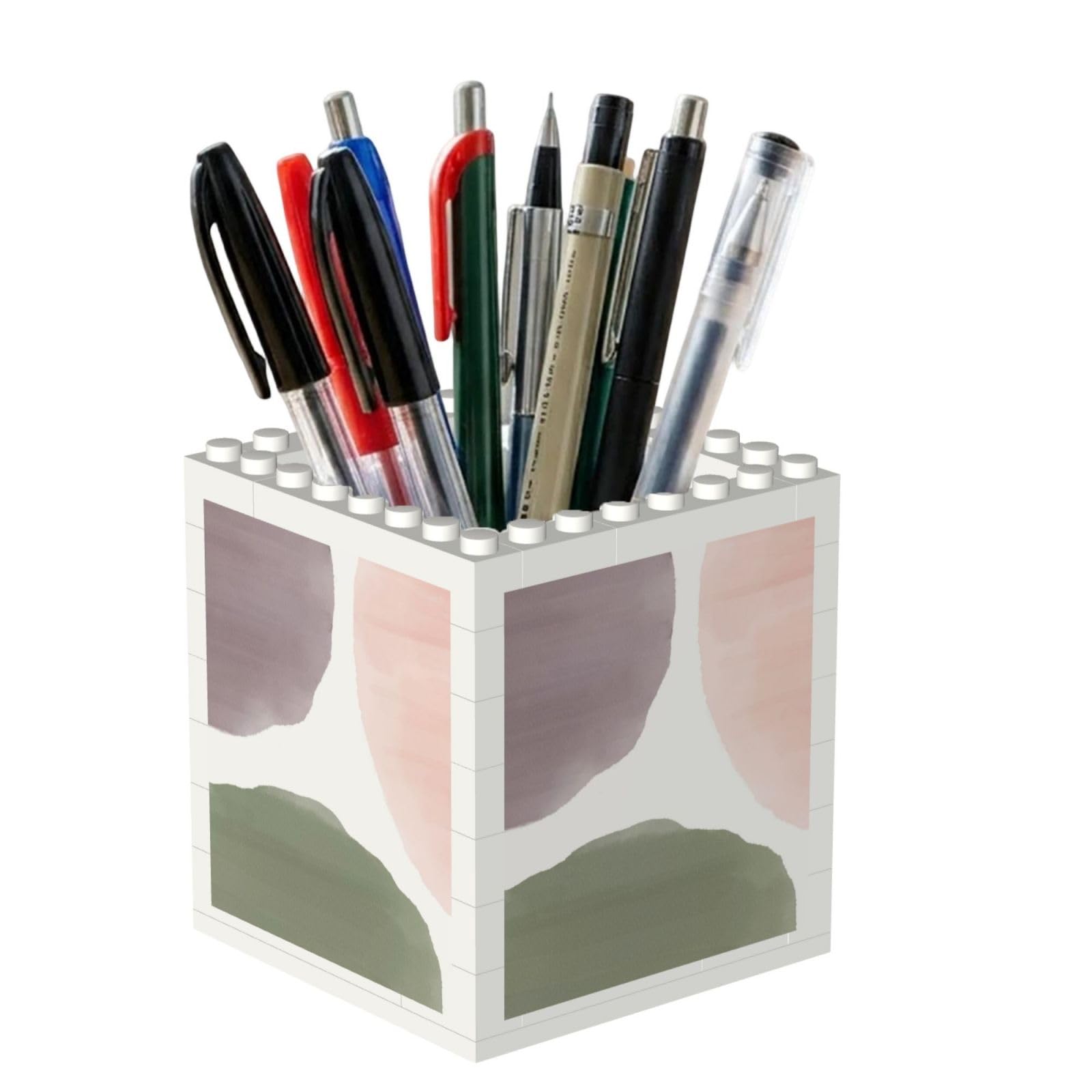 Poadnly Rose Grape & Sage Modern Watercolor Circles, Pen Pot Pencil Holder for Office Home School, Compact Desk Organiser for Office Stationery