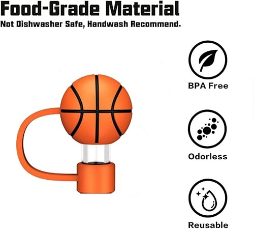 Miniatura 3 de Funda para popote de baloncesto, fundas de silicona para popote de fútbol compatibles con Stanley, accesorios para copas Stanley de 40 onzas,