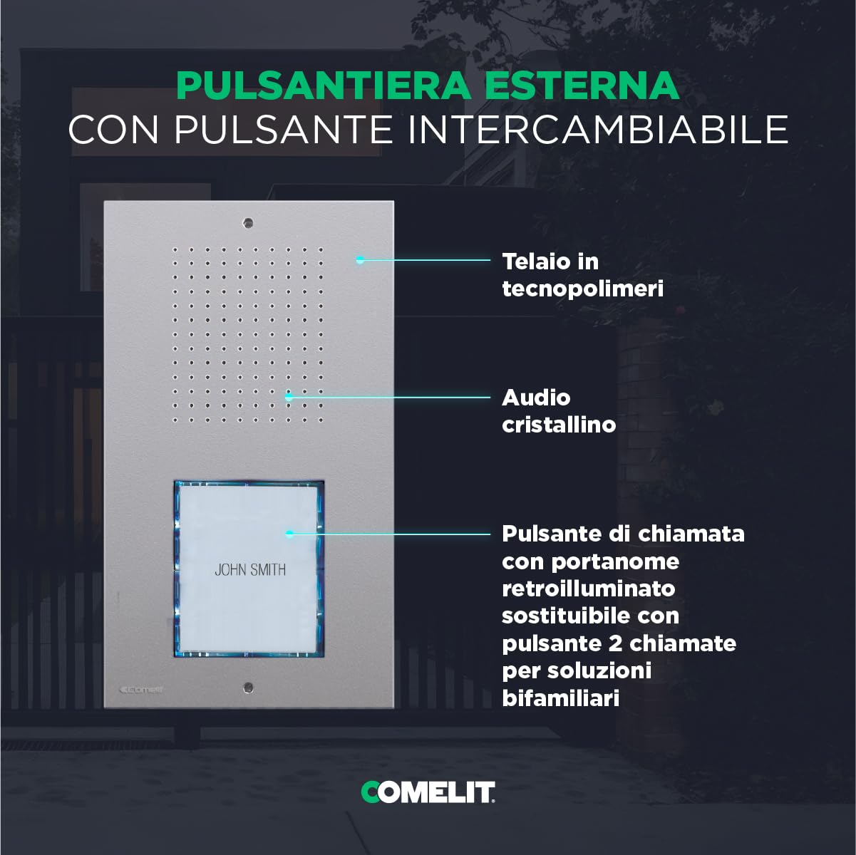 Comelit Kit Citofono 5 Fili Completo per Casa con Cornetta | Kit citofonico completo a 5 fili con cornetta, pulsante apriporta e pulsantiera resistente alla pioggia