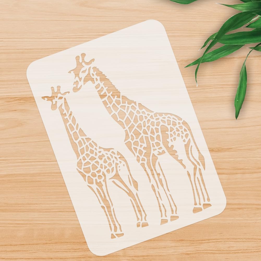 DOODLREAM Giraffe Animal Stencil for Painting A4 Size Reusable Plastic Giraffe Stencils for Painting on Wall Wood Furniture Fabric Canvas - Image 4