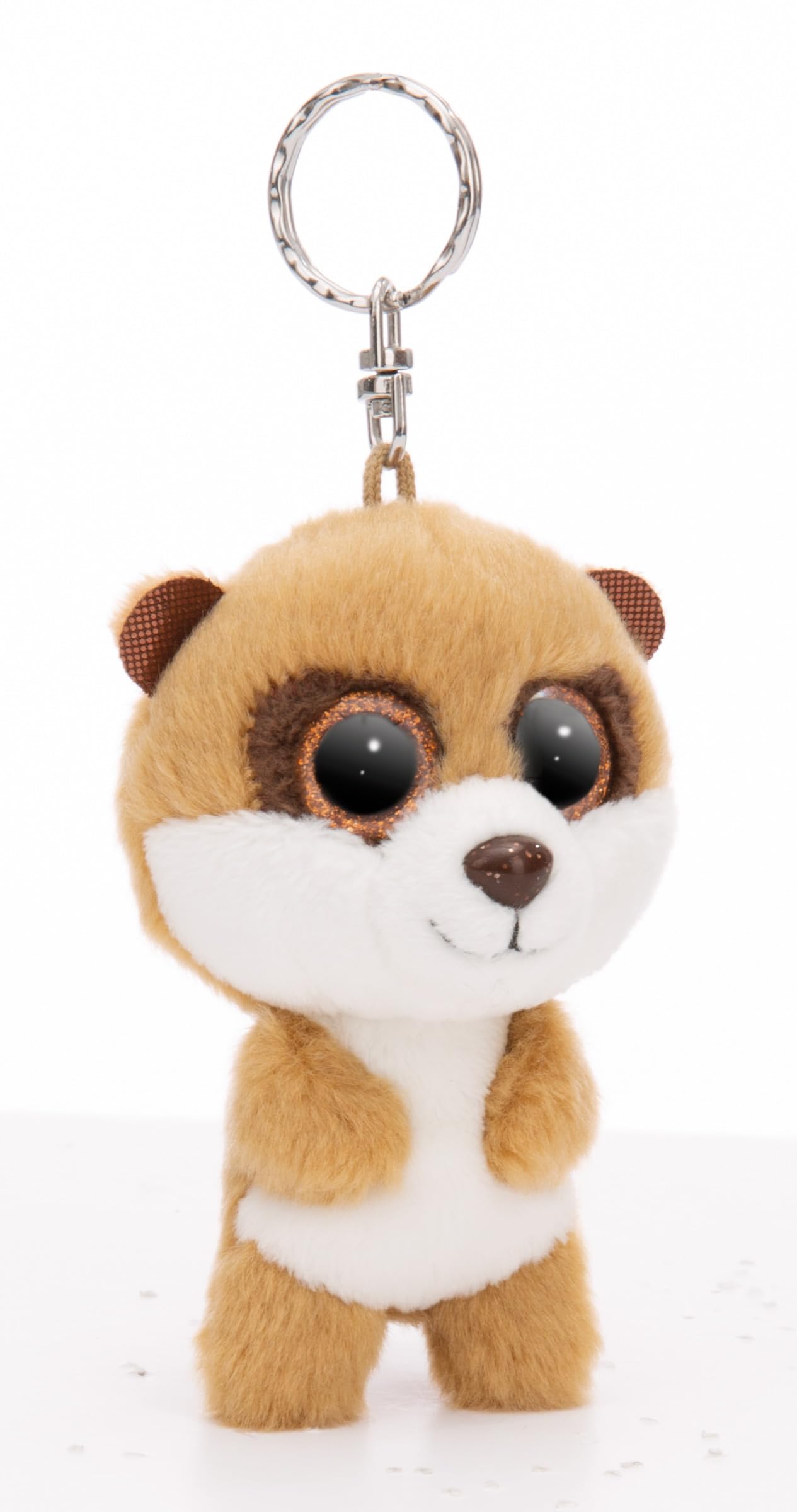 NICI Keyholder GLUBSCHIS Meerkat Speeky 9cm brown - Soft toy companion cuddly animal pendant with metal ring to hang on keys, cord, bag, and more