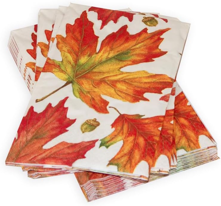 Autumn Hues White Guest Towel Napkins - 15 Per Package - 4 Units