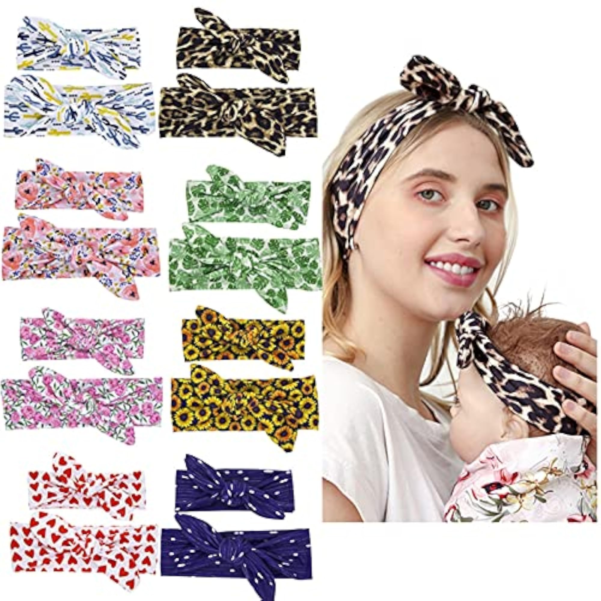 4 Sets Matching Decorative Headbands for Mom & Child, Floral Style