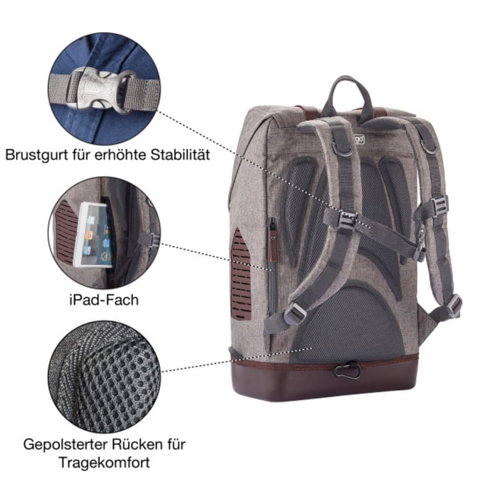 Kurgo Hundetransportrucksack für kleine Haustiere - Tragbarer Haustier-Reiserucksack - Armorsole-Basis - Umwandelbarer Rucksack zu Transportbox - Robuster Haustierrucksack - Heather Grey