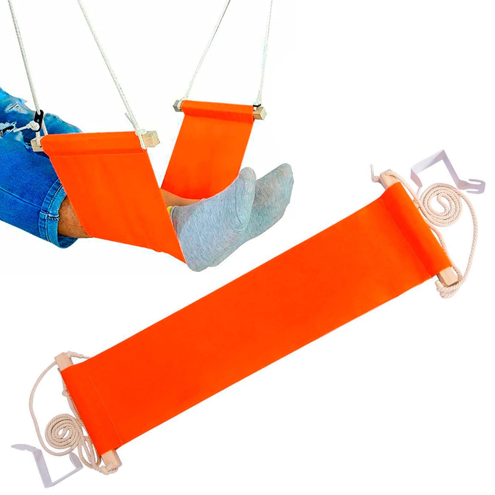 AccMart Adjustable Mini Foot Rest Stand Office Desk Feet Hammock Orange