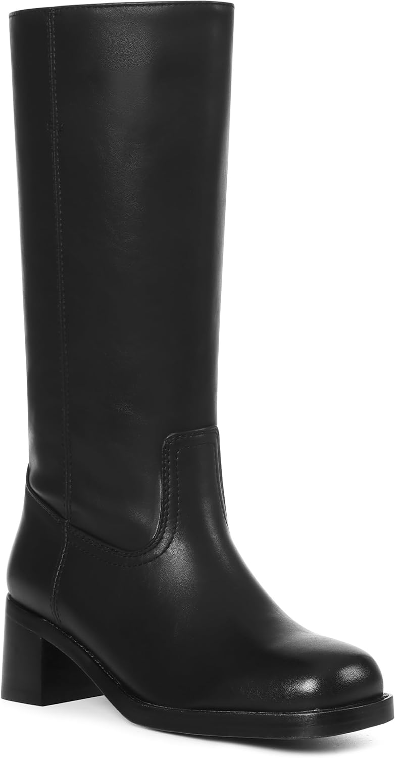 CYNLLIO Women Knee High Boots - Chunky Block Heel