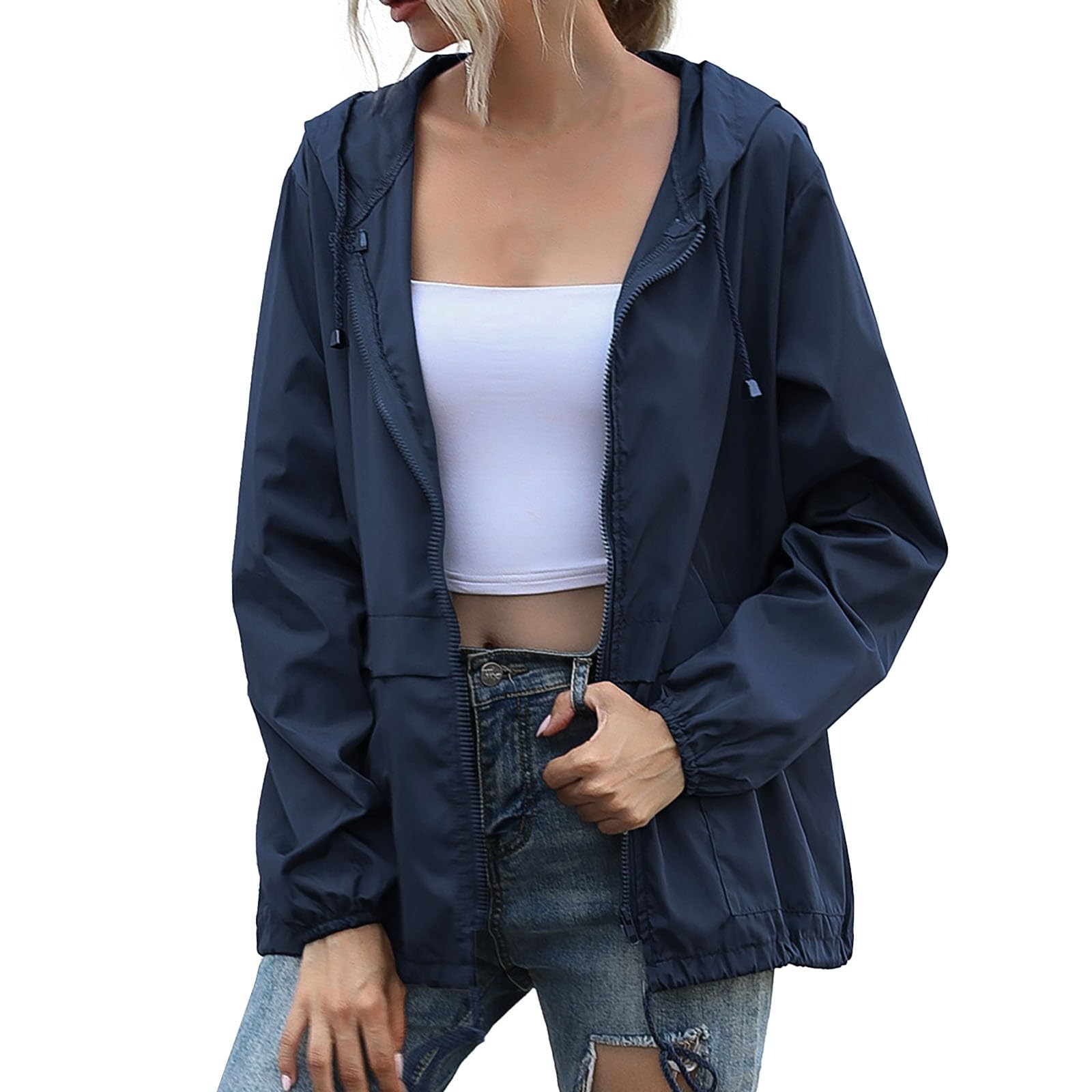 Impermeabile Da Donna Giacca Antipioggia Leggera A Con Cappuccio Per Esterni Maglione Pesante Trench Antivento Impermeabili Giacche Softshell Rain Jacket Completo Giubbino Running