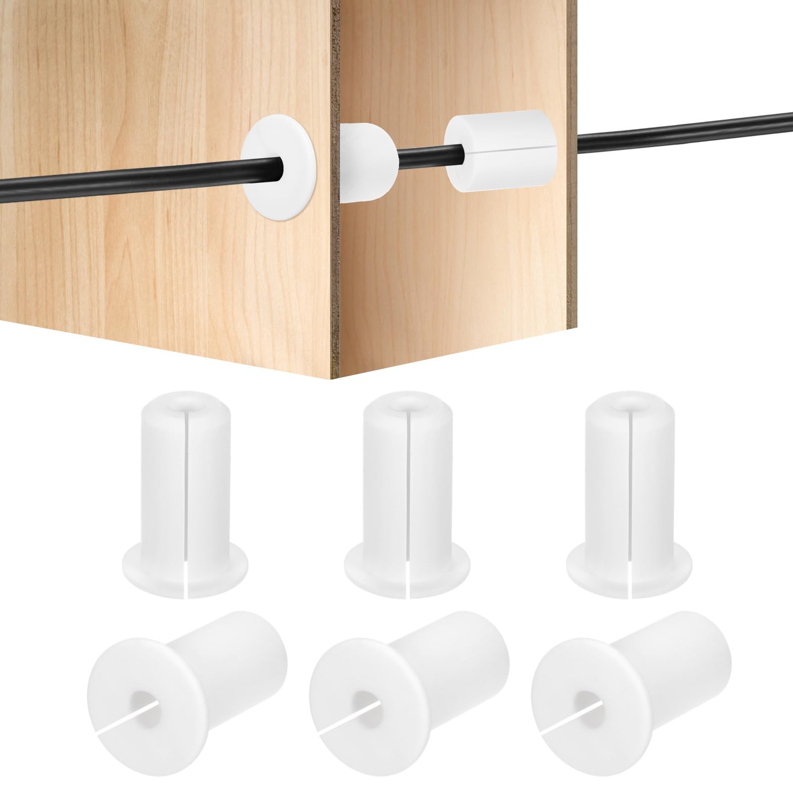 Pasacables de pared de silicona blanca HiPicco para organizar cables Ethernet de 7 mm