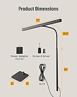 Vista 7 de SUPERDANNY Lámpara LED de escritorio para el hogar y la oficina, luz para el cuidado de los ojos con base, lámpara de 12W con control táctil, 3
