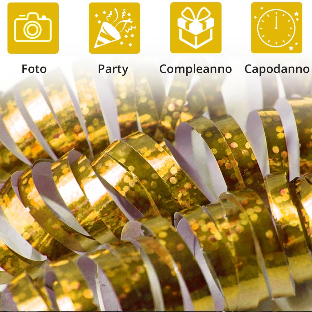 5 Stelle Filanti Metalliche Oro per Decorazioni Festa Compleanno - 5 Pezzi -