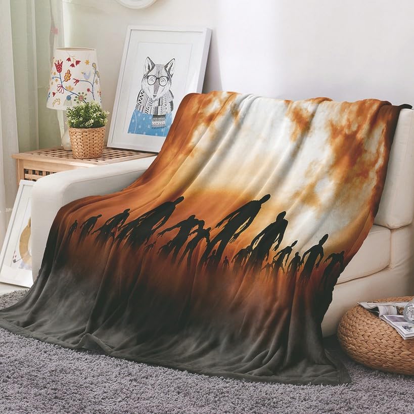 EHOMERY Flannel Throw Fleece Blanket Flannel Blanket Thick Blanket Full Size Bed Comforter Zombie Swarm Napping Blankets Decorative Soft Comfy Blankets Brown 150x130cm — image 1