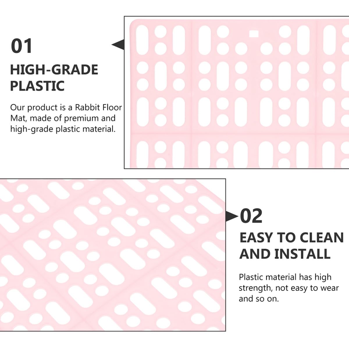 Luxshiny Set di 8 Tappetini Igienici Antiscivolo per Gabbie di Animali Domestici, in Plastica Rosa, Drenanti e Resistenti per Coniglietti e Piccoli Animali, per Gabbie e Doccia