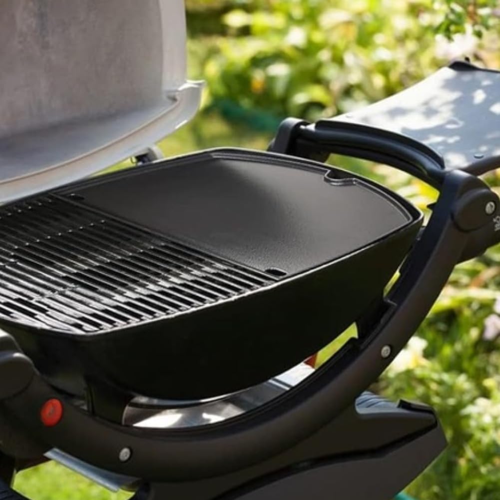 Piastra di cottura in ghisa, per griglie Weber Q100 Q1000 Q1200 Q1400, piastra antiaderente smaltata, con bordi rialzati, ricambio per barbecue, parte 6558, 32,5 x 24 x 3,5 cm
