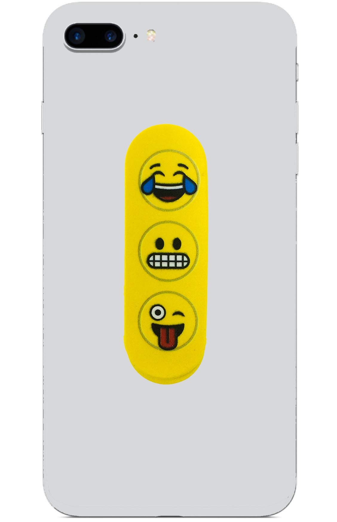 Pinch Grip Cell Phone Holder Accessories | Adhesive Loop | Finger Strap for iPhone Galaxy Android Tablet Smartphone | Rubber Handle Vent Mount Mobile Devices (Emoji)