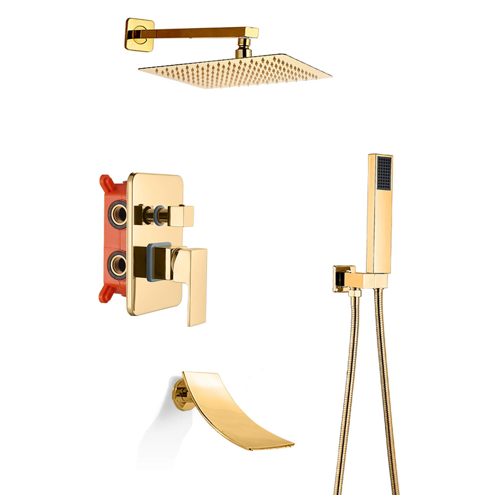 Ensemble de douche mitigeur pluie doré LUNEZY pour rénover une salle de bain obsolète