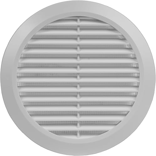 HVAC OV Ventilación redonda de plástico blanco de 6 pulgadas - Rejilla de ventilación de aire - Cubierta de rejilla - Malla de pantalla integrada -