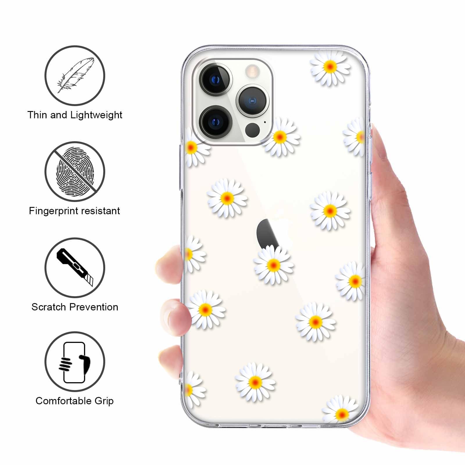 Yoedge 2 × Cover per iPhone 12 Pro Max 6,7" - Custodia Fiori Fiore per Telefono in Trasparente con Aesthetic Motivi Design, Custodie per Cellulare in Silicone per iPhone 12 Pro Max Case Ragazza Donne - Vista 6