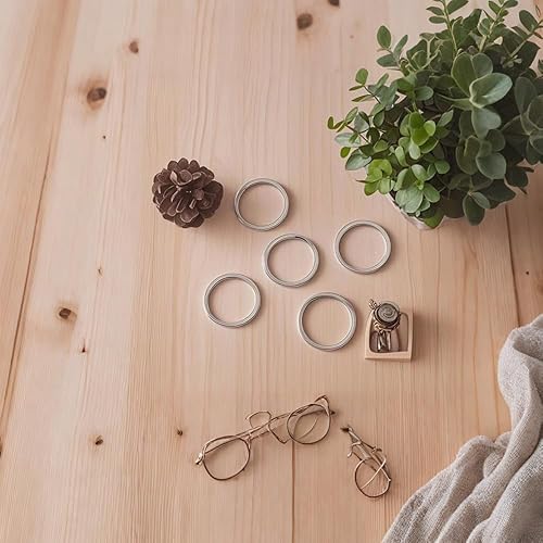 Miniatura 8 de Paquete de 12 llaveros para manualidades, acero inoxidable de 1 pulgada, clips planos de metal redondos divididos a granel para el hogar,