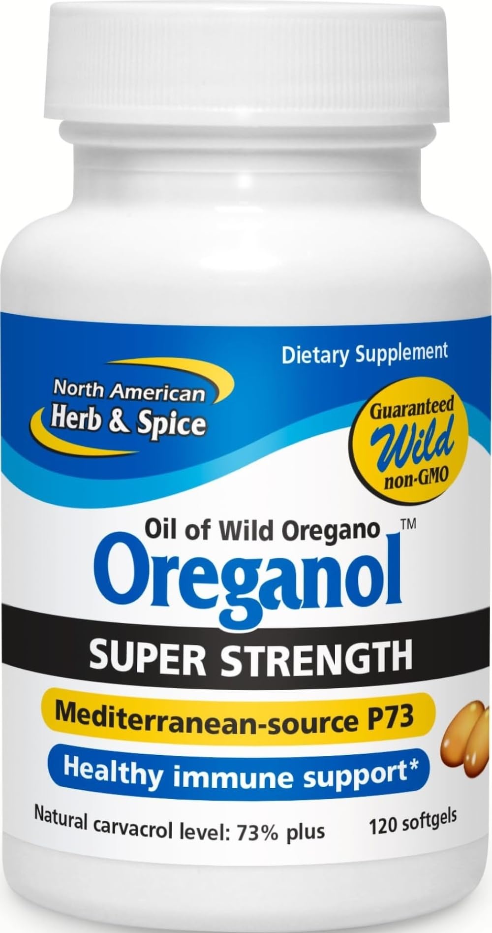 NORTH AMERICAN HERB & SPICE Super Strength Oreganol P73, 120 Softgels - Immune System Support - Vegan Friendly Wild Oregano - Non-GMO - 120 Servings 120 Count (Pack of 1)